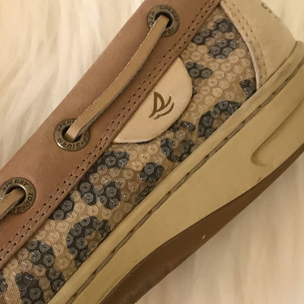 Sperry Top-Sider Tan Boat Shoes Sequin Leopard - Picture 8 of 8